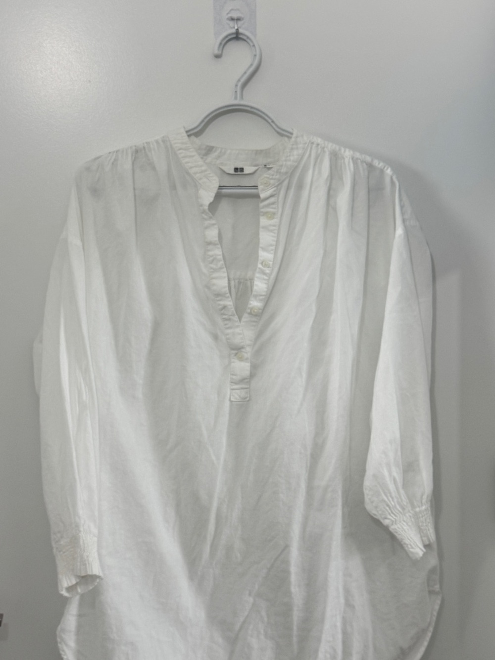 Uniqlo White Split-Neck Peasant Tunic size S